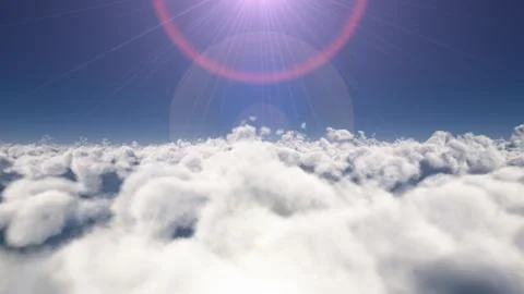 Fly above big clouds, 3d illustration render Stock Illustration