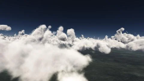 Fly above big clouds, 3d illustration render Stock Illustration