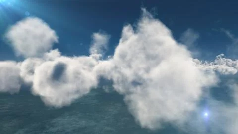 Fly above big clouds, 3d illustration render Stock Illustration