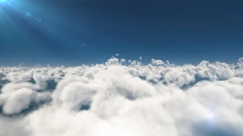 Fly above big clouds, 3d illustration render Illustrazione stock