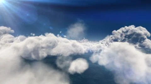 Fly above big clouds, 3d illustration render Stock Illustration