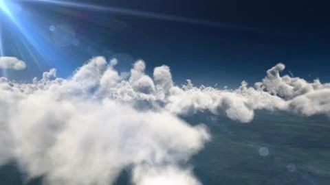 Fly above big clouds, 3d illustration render Illustrazione stock