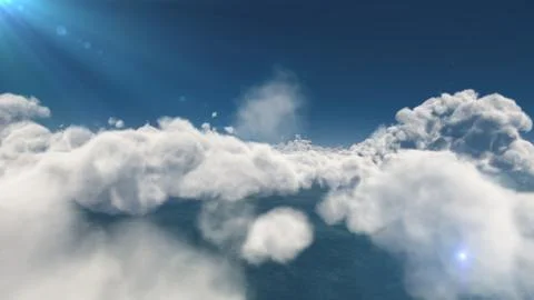 Fly above big clouds, 3d illustration render Illustrazione stock