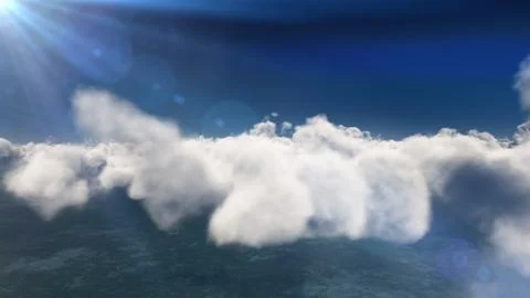 Fly above big clouds, 3d illustration render Illustrazione stock