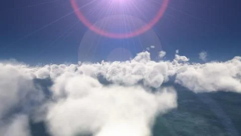 Fly above big clouds, 3d illustration render Stock Illustration