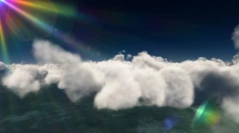 Fly above big clouds, 3d illustration render Illustrazione stock