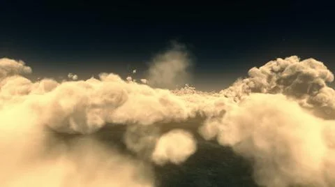 Fly above big clouds, 3d illustration render Illustrazione stock