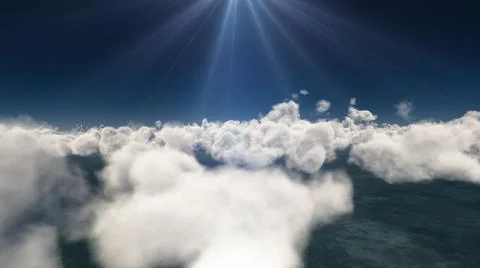 Fly above big clouds, 3d illustration render Illustrazione stock