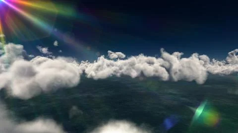 Fly above big clouds, 3d illustration render Illustrazione stock