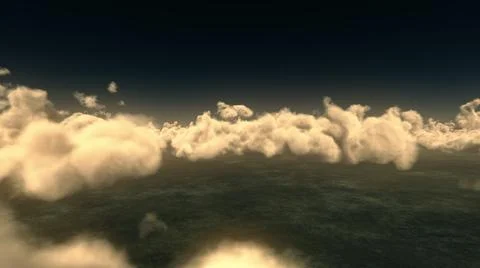 Fly above big clouds, 3d illustration render Stock Illustration