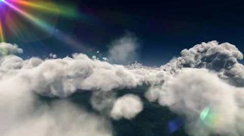 Fly above big clouds, 3d illustration render Illustrazione stock