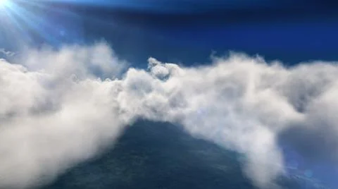 Fly above big clouds, 3d illustration render Stock Illustration