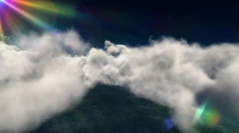 Fly above big clouds, 3d illustration render Stock Illustration