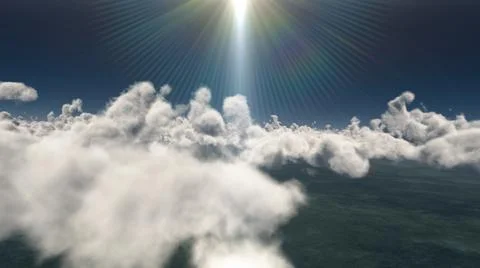 Fly above big clouds, 3d illustration render Illustrazione stock