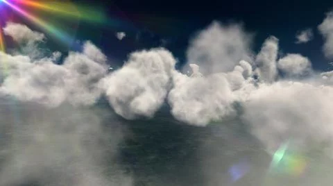 Fly above big clouds, 3d illustration render Illustrazione stock