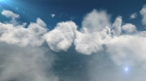 Fly above big clouds, 3d illustration render Stock Illustration