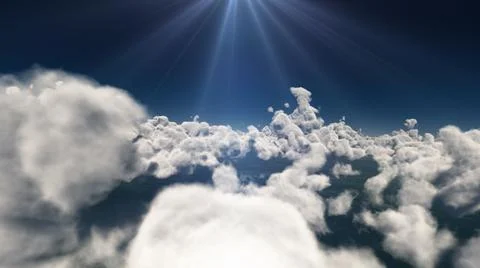 Fly above big clouds, 3d illustration render Illustrazione stock