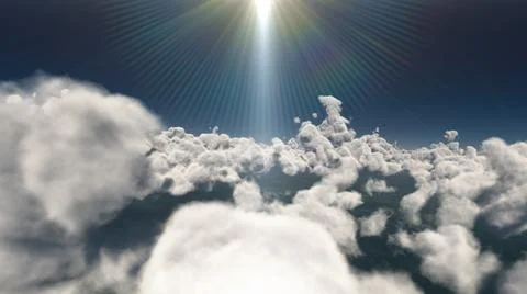 Fly above big clouds, 3d illustration render Stock Illustration