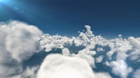 Fly above big clouds, 3d illustration render Illustrazione stock
