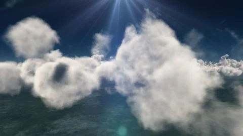 Fly above big clouds, 3d illustration render Stock Photos