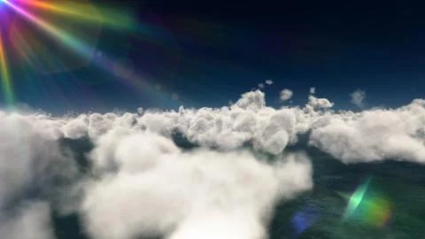 Fly above big clouds, 3d illustration render Stock Photos