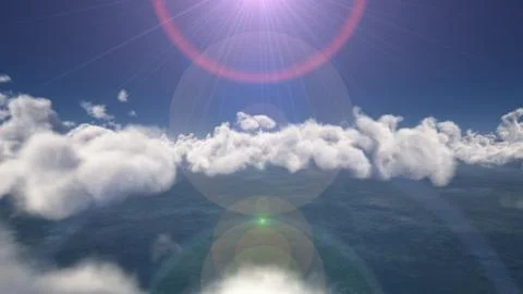 Fly above big clouds, 3d illustration render Stock Photos