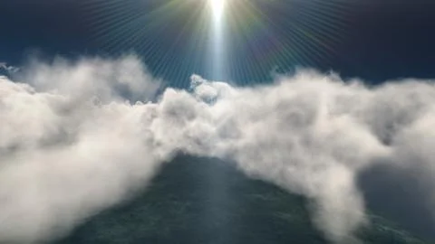 Fly above big clouds, 3d illustration render Stock Photos