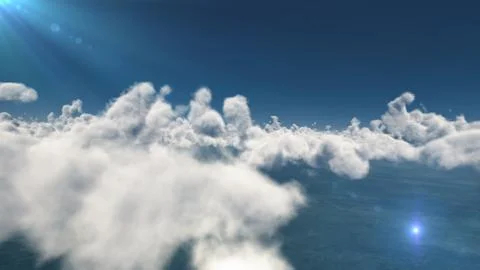 Fly above big clouds, 3d illustration render Stock Photos