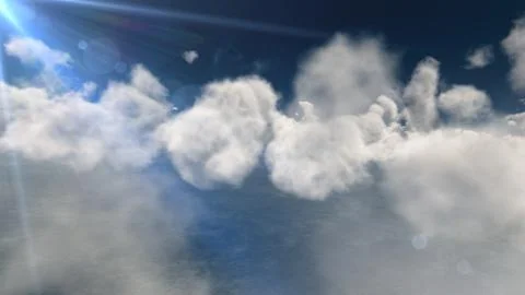 Fly above big clouds, 3d illustration render Stock Photos