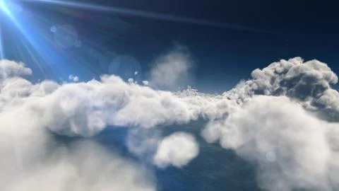Fly above big clouds, 3d illustration render Stock Photos