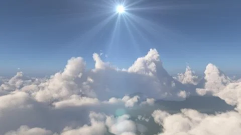 Fly above big clouds landscape Stock Illustration