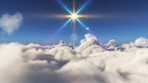 Fly above big clouds landscape Stock Illustration