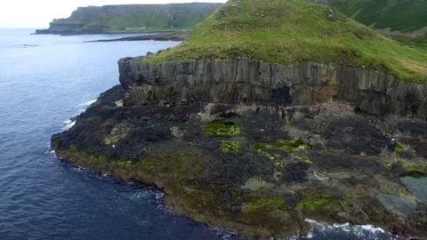 Fly Above Carrick-a-Rede, Ireland. ( aerial footage Carrick-a-rede ) Stock Footage 86091302