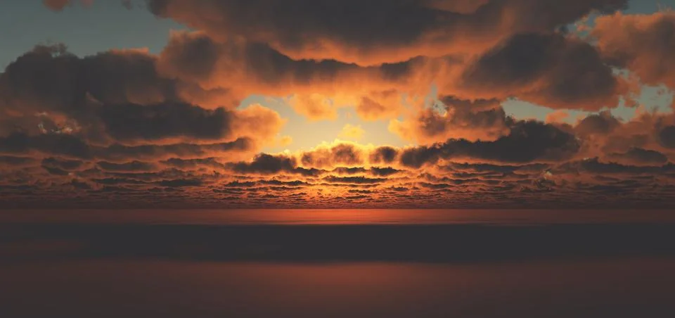 Fly above clouds sunset Stock Illustration