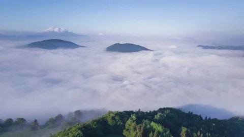 Fly above epic clouds in summer morning Hyper lapse Stock Footage 85408775