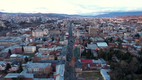 Fly above the evening city Stock Footage 171809539