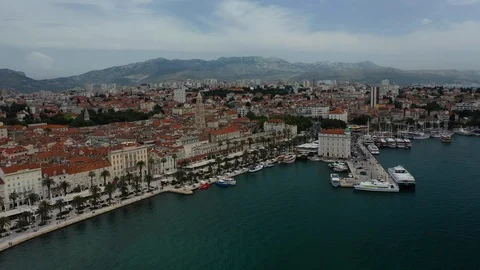 Fly above the Harbour of Split in Circle - Croatia Video stock 111338958