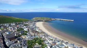 Fly above Isle of man, United Kingdom (aerial footage) Stock Footage