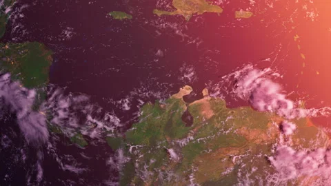 Fly Above the Latin America From Space at Sunrise. South America and Planet Stock Footage 329055219