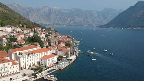 Fly above Perast Stock Footage 256302277
