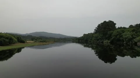 Fly Above River Minho. Border Between the Country of Portugal and Spain. 動画素材 200354018