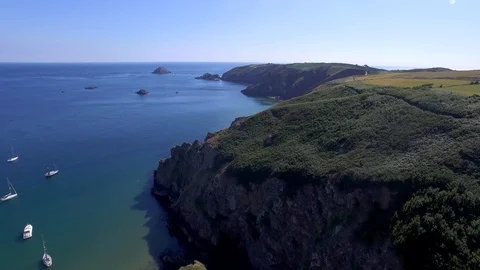 Fly above Sark, Channel Islands, United Kingdom ( aerial footage ) Stock Footage 85994053