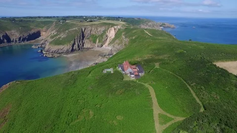 Fly above Sark, Channel Islands, United Kingdom ( aerial footage ) Stock Footage 85996653
