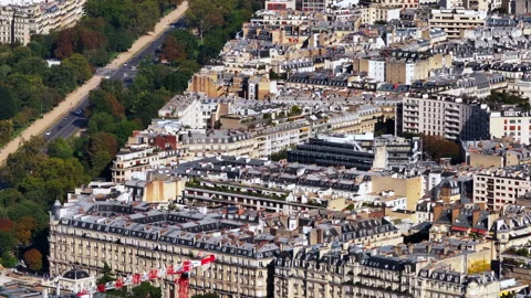 Fly above town development in residential urban borough. Multistorey apartment Stock Footage 252751145