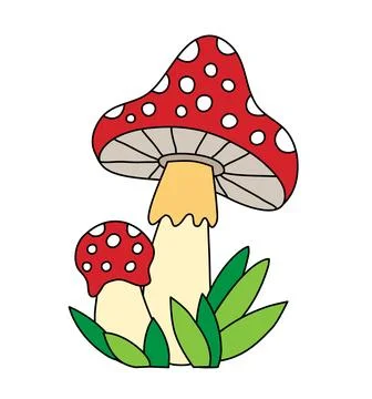 Fly Agaric children vector doodle Template for Books Stock Illustration