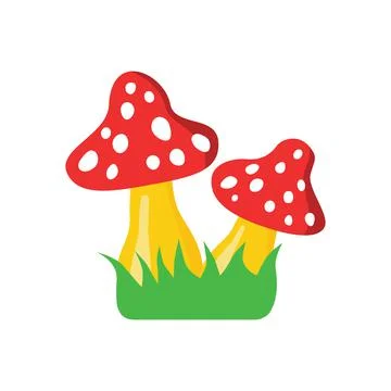 Fly agaric on green grass Stock Illustration