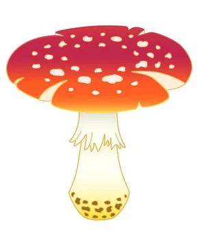Fly agaric, large bright poisonous mushroom - vector full color picture. Amanita Stock Illustration