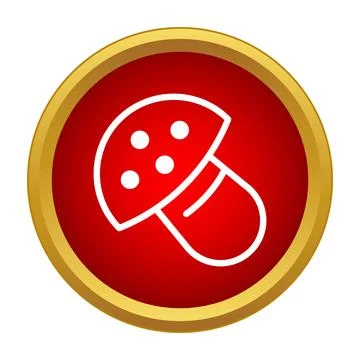 Fly agaric mushroom icon on red background 库存插图