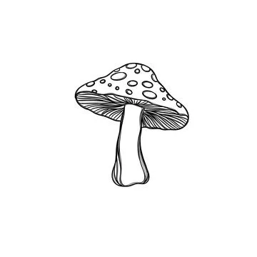 Fly agaric mushroom sticker, template for print on a T-shirt Stock Illustration