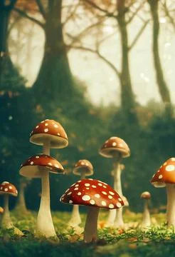 Fly agaric mushrooms Stock Illustration